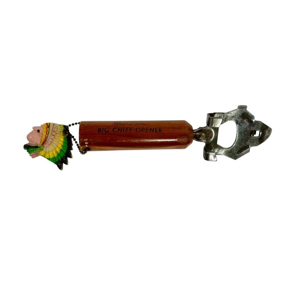 Big Chief Bottle Can Opener with Charm Elko Nevada Travel Souvenier American Ind - Picture 1 of 16